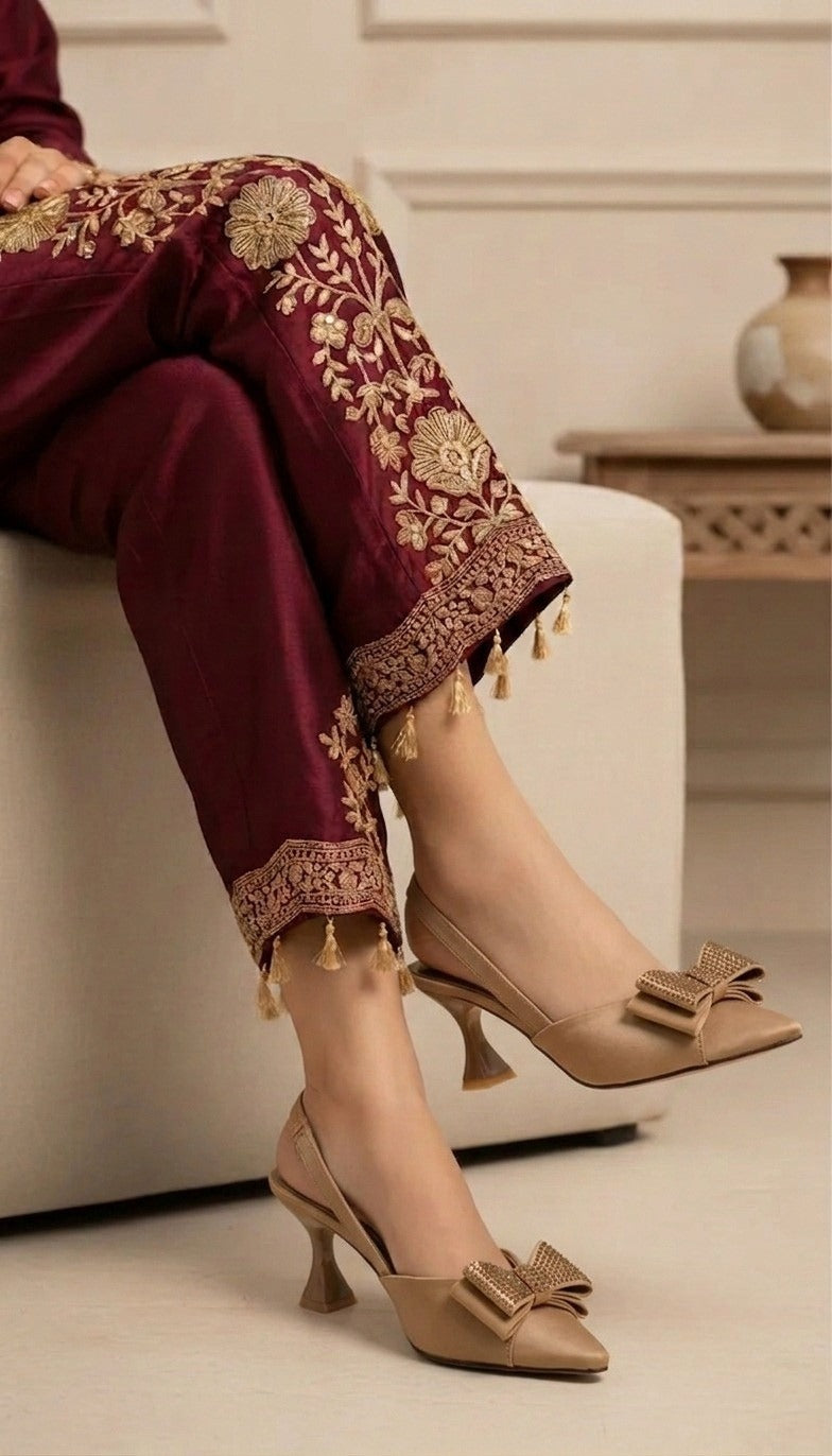 Inayat Shoes | Rhinestone Bow Slingback Heels
