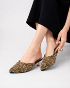 Crystal Mule Heels Inayat Shoes