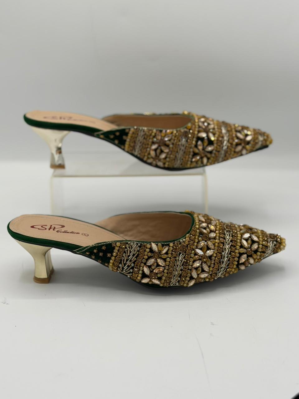 Crystal Mule Heels Inayat Shoes