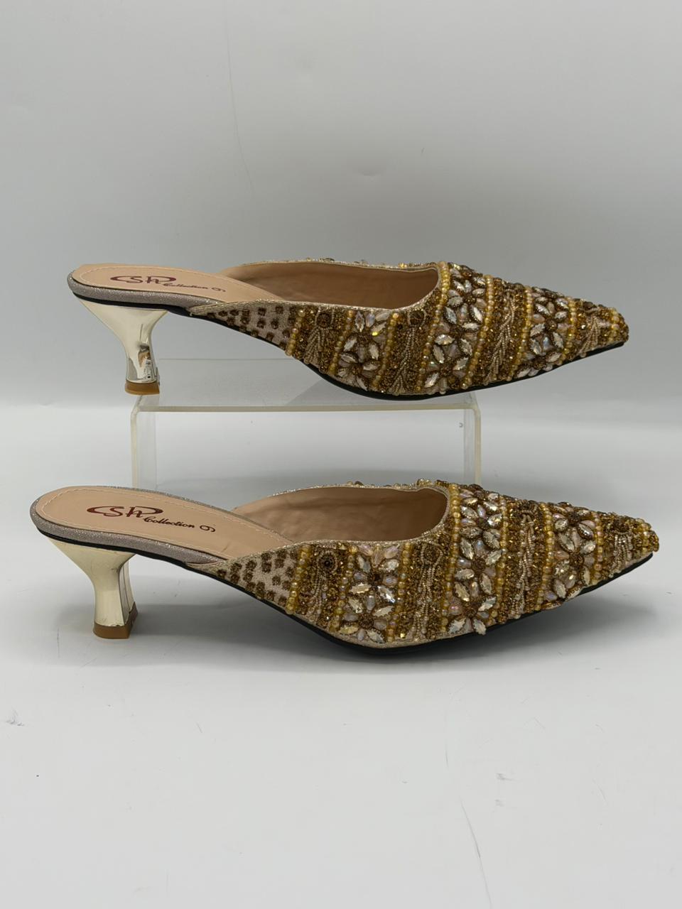 Crystal Mule Heels Inayat Shoes