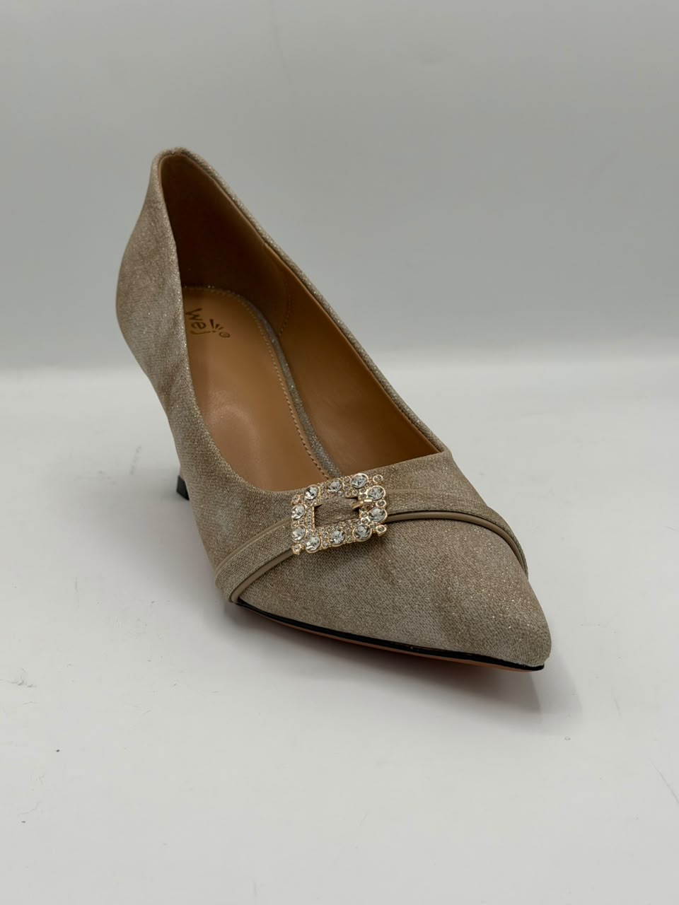 Crystal Buckle Jacquard Court Heel Inayat Shoes