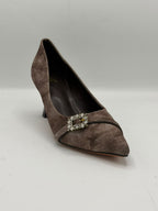 Crystal Buckle Jacquard Court Heel Inayat Shoes