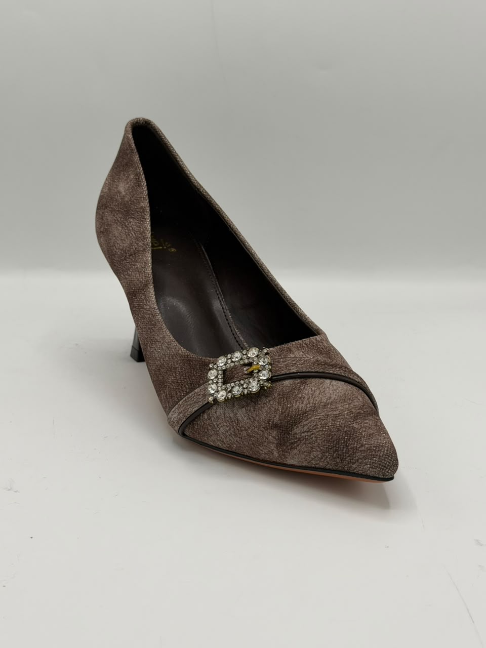 Crystal Buckle Jacquard Court Heel Inayat Shoes