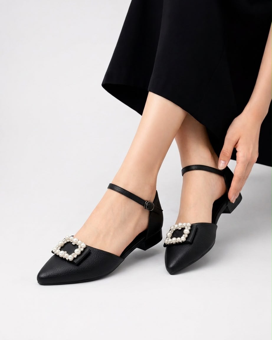Pearl Buckle Flat Inayat Shoes